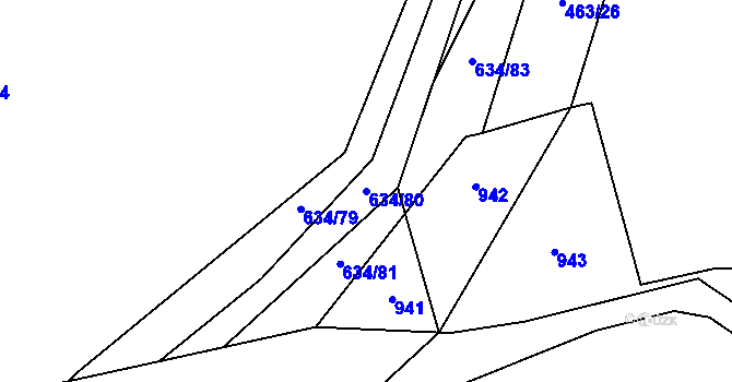 Parcela st. 634/80 v KÚ Krušovice, Katastrální mapa