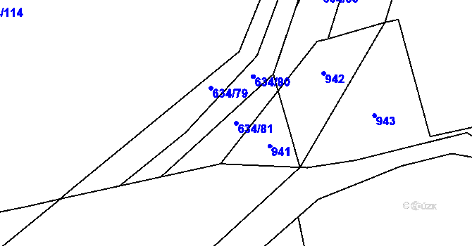 Parcela st. 634/81 v KÚ Krušovice, Katastrální mapa