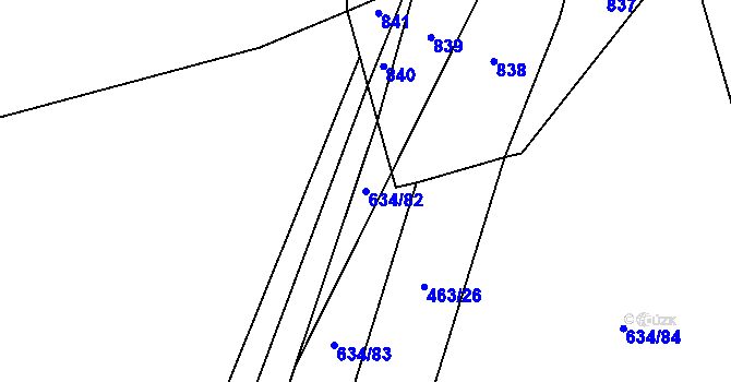 Parcela st. 634/82 v KÚ Krušovice, Katastrální mapa