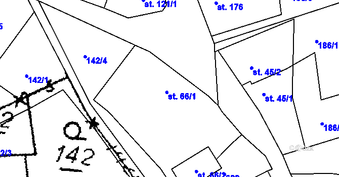 Parcela st. 66/1 v KÚ Krušovice, Katastrální mapa