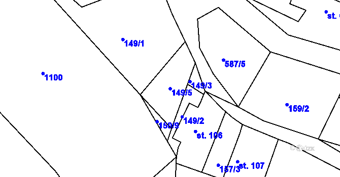 Parcela st. 149/5 v KÚ Krušovice, Katastrální mapa