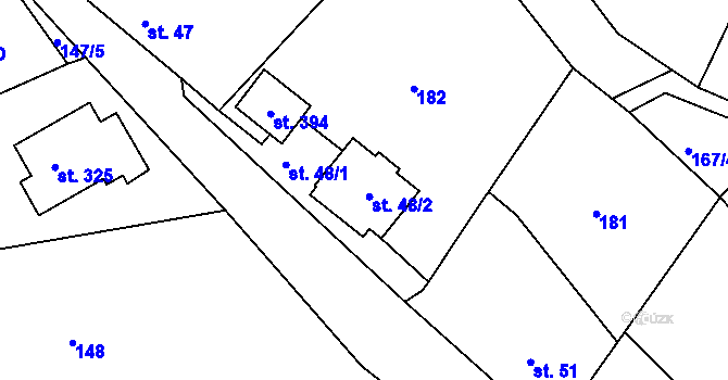 Parcela st. 48/2 v KÚ Krušovice, Katastrální mapa