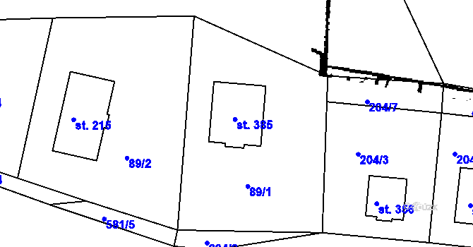Parcela st. 385 v KÚ Krušovice, Katastrální mapa