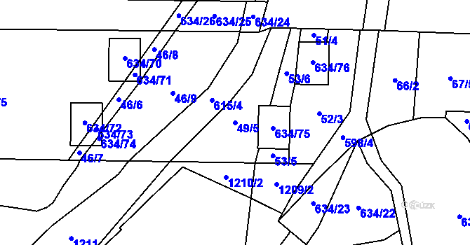 Parcela st. 49/5 v KÚ Krušovice, Katastrální mapa