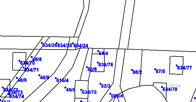 Parcela st. 51/4 v KÚ Krušovice, Katastrální mapa