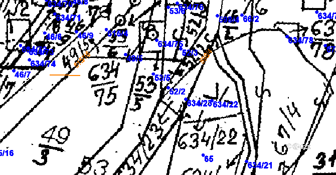 Parcela st. 52/2 v KÚ Krušovice, Katastrální mapa