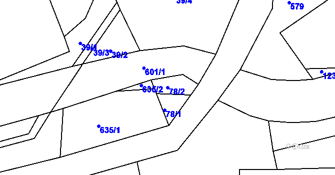 Parcela st. 78/2 v KÚ Krušovice, Katastrální mapa