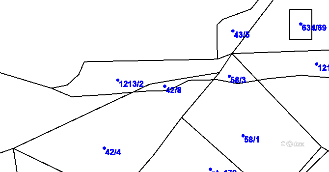 Parcela st. 42/8 v KÚ Krušovice, Katastrální mapa