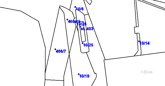 Parcela st. 10/25 v KÚ Krušovice, Katastrální mapa