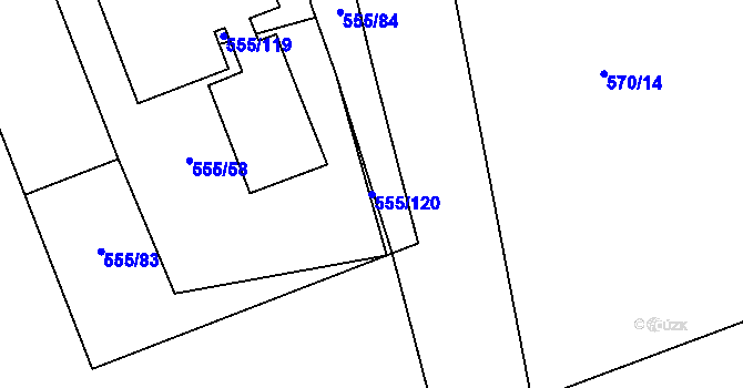 Parcela st. 555/120 v KÚ Krušovice, Katastrální mapa