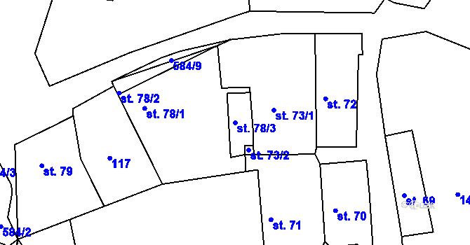 Parcela st. 78/3 v KÚ Krušovice, Katastrální mapa