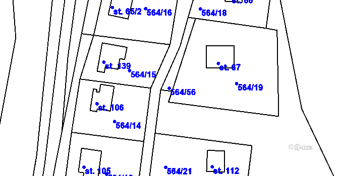 Parcela st. 564/56 v KÚ Kružberk, Katastrální mapa