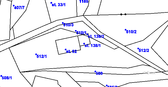 Parcela st. 138/1 v KÚ Kružberk, Katastrální mapa