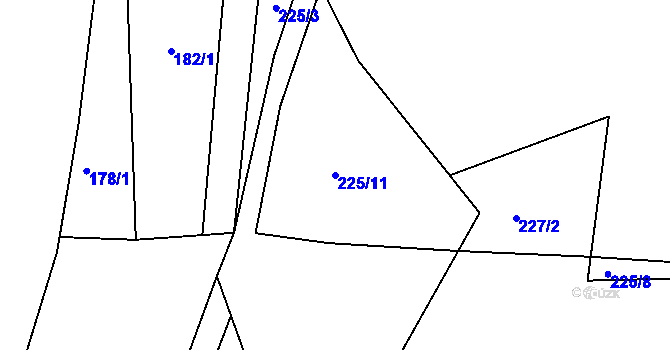 Parcela st. 225/11 v KÚ Kružberk, Katastrální mapa