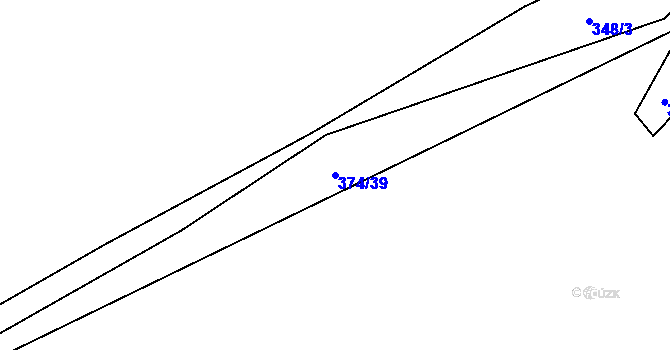 Parcela st. 374/39 v KÚ Kružberk, Katastrální mapa