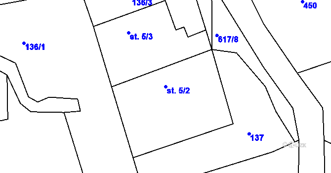 Parcela st. 5/2 v KÚ Kružberk, Katastrální mapa