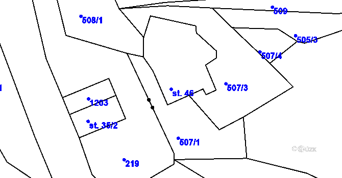 Parcela st. 46 v KÚ Kružberk, Katastrální mapa