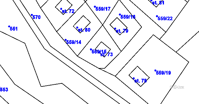 Parcela st. 73 v KÚ Kružberk, Katastrální mapa