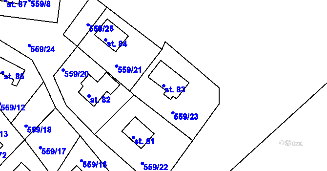 Parcela st. 83 v KÚ Kružberk, Katastrální mapa