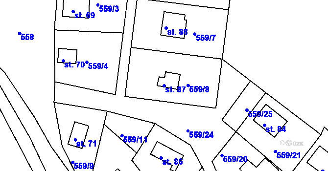 Parcela st. 87 v KÚ Kružberk, Katastrální mapa
