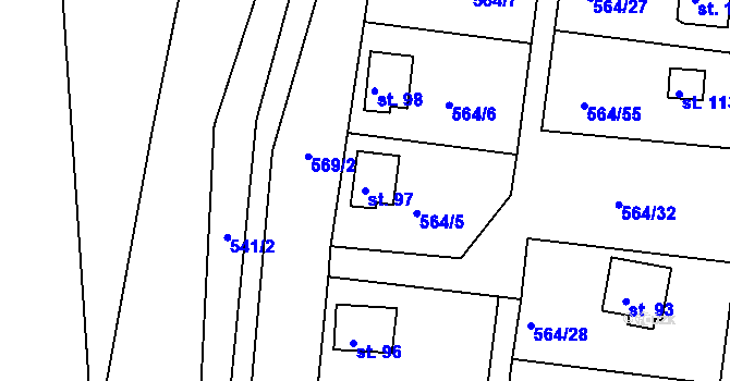 Parcela st. 97 v KÚ Kružberk, Katastrální mapa