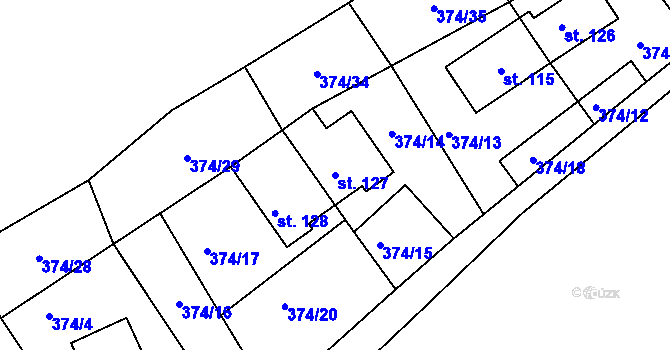 Parcela st. 127 v KÚ Kružberk, Katastrální mapa