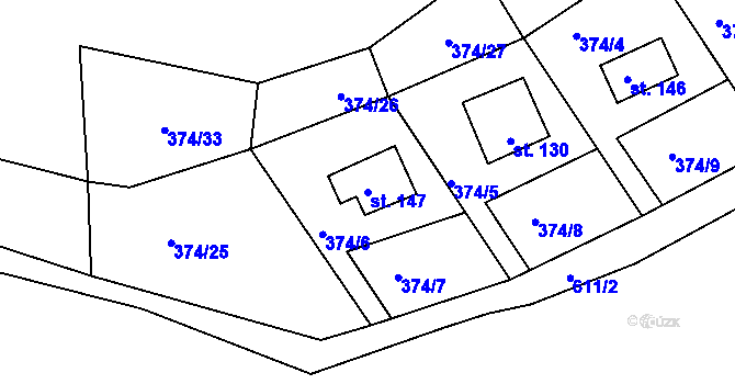 Parcela st. 147 v KÚ Kružberk, Katastrální mapa
