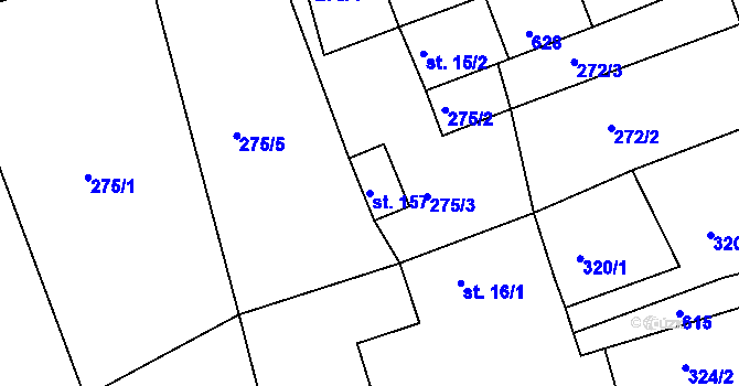 Parcela st. 157 v KÚ Kružberk, Katastrální mapa