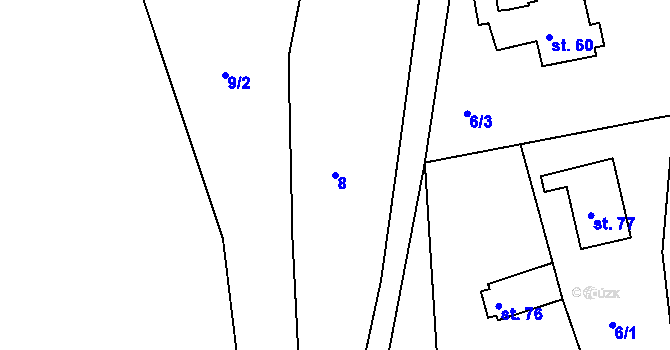 Parcela st. 8 v KÚ Kružberk, Katastrální mapa