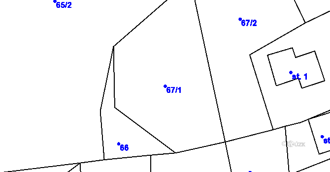 Parcela st. 67/1 v KÚ Kružberk, Katastrální mapa