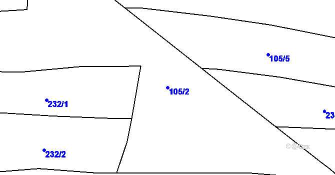 Parcela st. 105/2 v KÚ Kružberk, Katastrální mapa