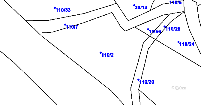 Parcela st. 110/2 v KÚ Kružberk, Katastrální mapa