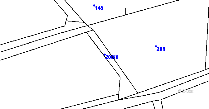 Parcela st. 200/1 v KÚ Kružberk, Katastrální mapa