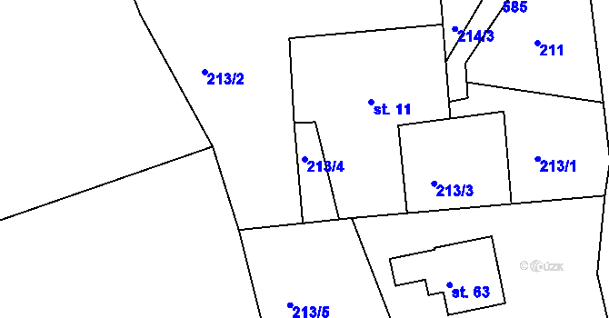 Parcela st. 213/4 v KÚ Kružberk, Katastrální mapa
