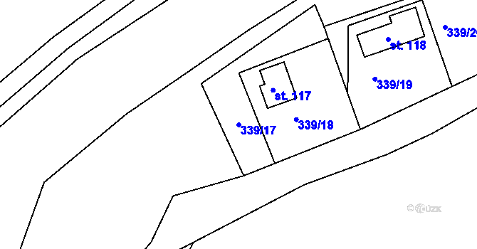 Parcela st. 339/17 v KÚ Kružberk, Katastrální mapa