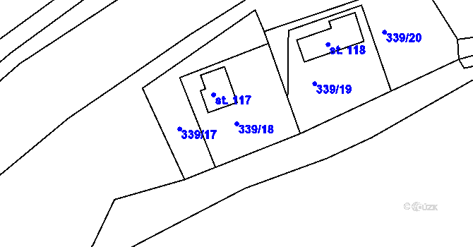 Parcela st. 339/18 v KÚ Kružberk, Katastrální mapa