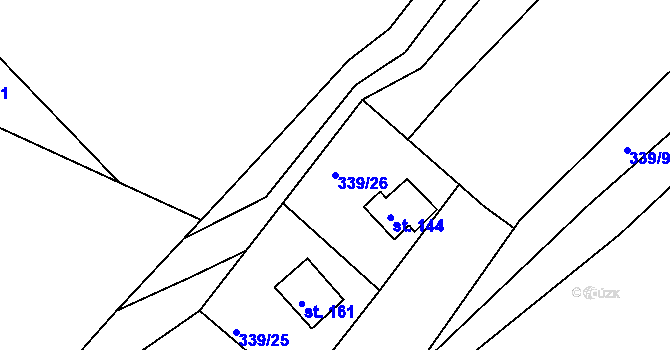 Parcela st. 339/26 v KÚ Kružberk, Katastrální mapa