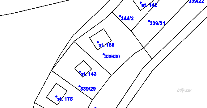 Parcela st. 339/30 v KÚ Kružberk, Katastrální mapa