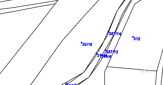Parcela st. 357/8 v KÚ Kružberk, Katastrální mapa