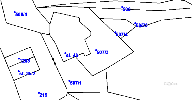 Parcela st. 507/3 v KÚ Kružberk, Katastrální mapa