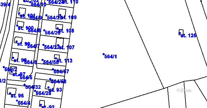 Parcela st. 564/1 v KÚ Kružberk, Katastrální mapa