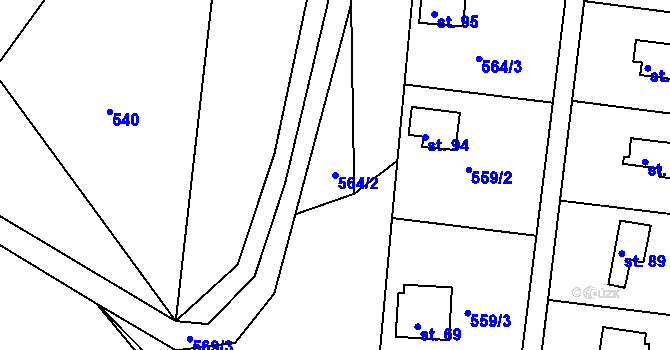 Parcela st. 564/2 v KÚ Kružberk, Katastrální mapa