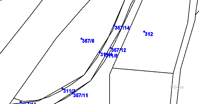 Parcela st. 311/4 v KÚ Kružberk, Katastrální mapa