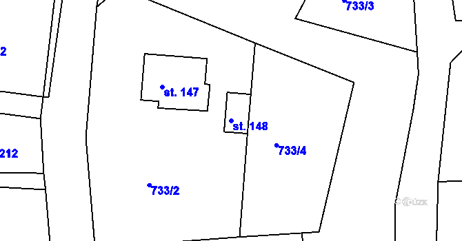 Parcela st. 148 v KÚ Staré Lublice, Katastrální mapa