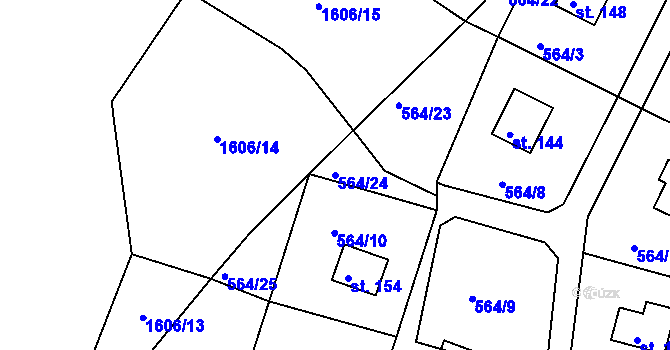 Parcela st. 564/24 v KÚ Staré Těchanovice, Katastrální mapa