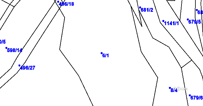 Parcela st. 6/1 v KÚ Staré Těchanovice, Katastrální mapa