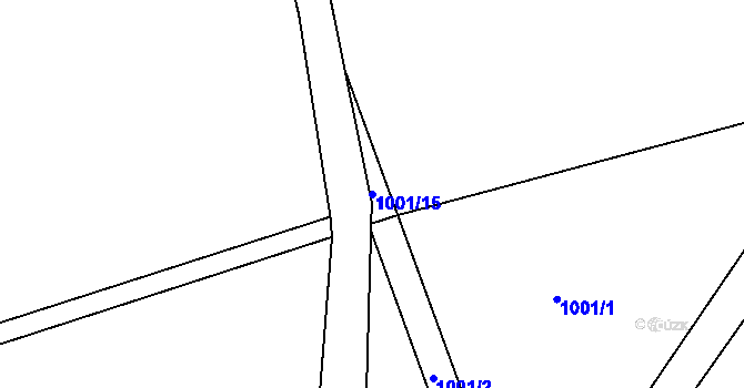 Parcela st. 1001/15 v KÚ Staré Těchanovice, Katastrální mapa