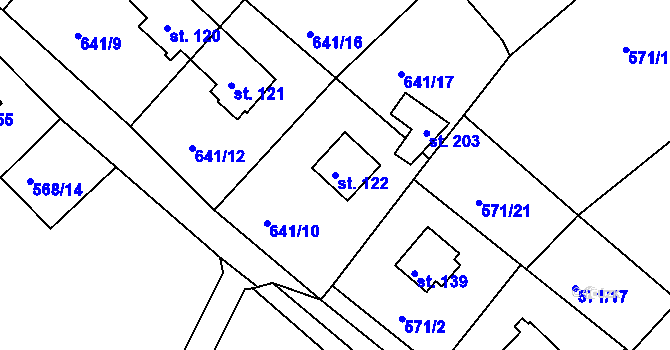 Parcela st. 122 v KÚ Staré Těchanovice, Katastrální mapa