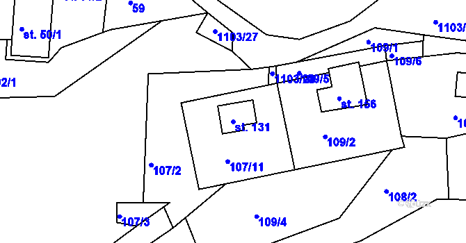 Parcela st. 131 v KÚ Staré Těchanovice, Katastrální mapa