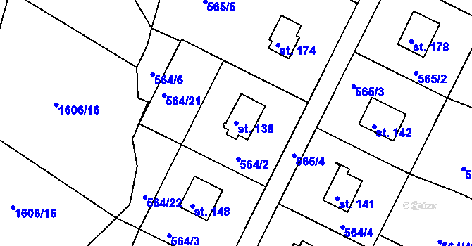 Parcela st. 138 v KÚ Staré Těchanovice, Katastrální mapa